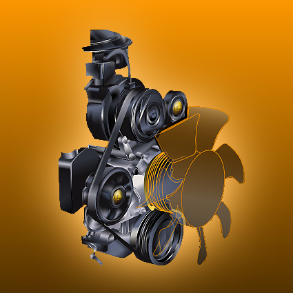 ilustración técnica de un motor (illustrator CS2)
